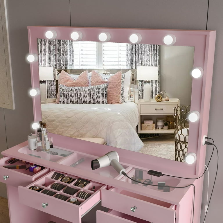 Pink desk mirror sales