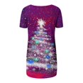 thumbnail image 4 of Camiseta Impresa con Cuello en V de Manga de Raglan de la Parte Trasera Larga Delantera Corta de las Mujeres de Navidad, Vacaciones Informales, 4 of 6