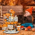 thumbnail image 4 of 15 Piece Autumn Tray Decor Set: Pumpkins Farmhouse & Realistic Maple Leaves For Fall Centerpieces | Clear & Textured Style, 4 of 4