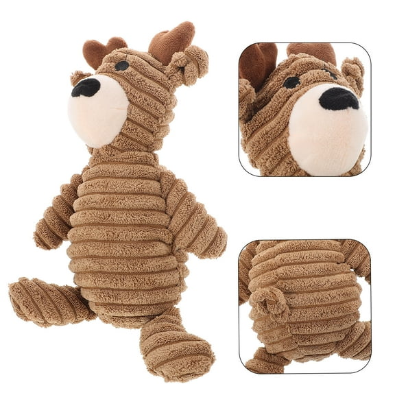 PAMINGONO Soft Squeaky Fun Puppy Toy Squeaky Dog Chew Toys Brown Plush 1 Set