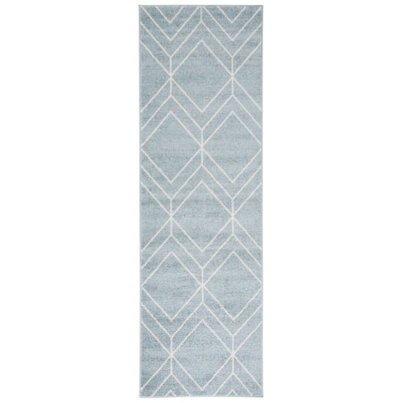 SAFAVIEH Adirondack Caitriona Geometric Squares Runner Rug, Blue/Ivory, 2'6" x 12'