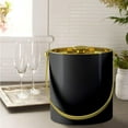 thumbnail image 2 of Double Wall Stainless Steel 1.5QT Ice Bucket With Lid, Keeps Ice Cold & Dry, Home Bar, Chilling Beer, Champagne, Wine Bottle, Black 1.5QT Ice Bucket with Polished Golden Arch Handle, 2 of 4