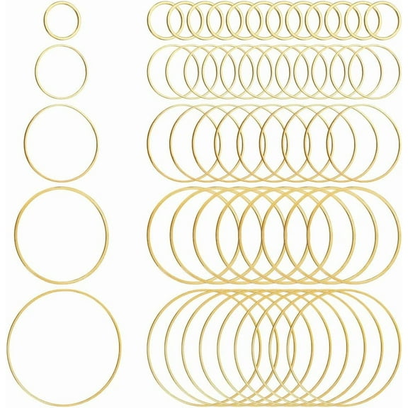 1 set 300pcs 5 styles Brass Linking Rings Round Golden 10~30x0.7~1mm 60pcs/color