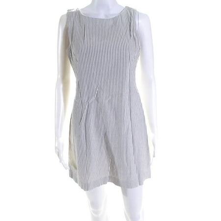 

Pre-owned|Theory Womens Boat Neck Pinstripe Dress White Size 2