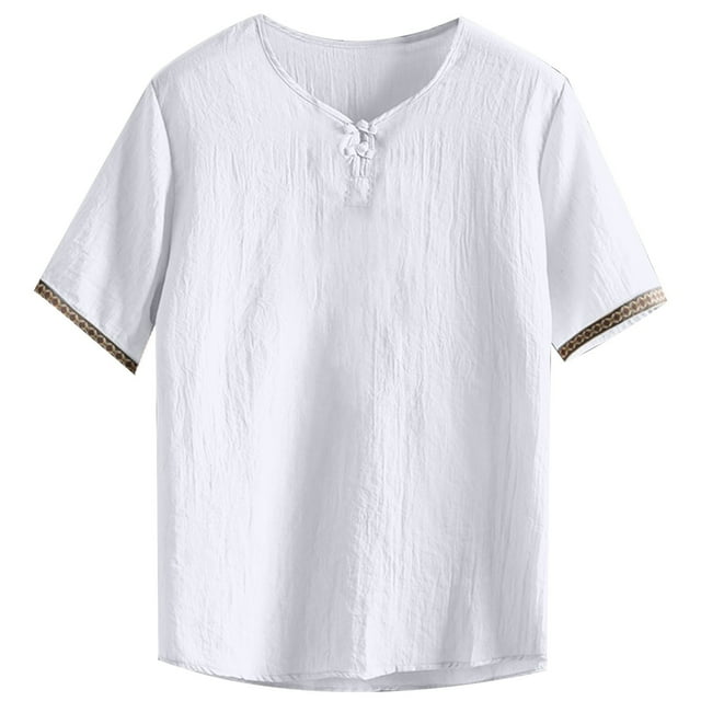 Mens Traditional Lightweight Short Sleeve T-Shirt with Exquisite Button Closure Design for Casual Wear