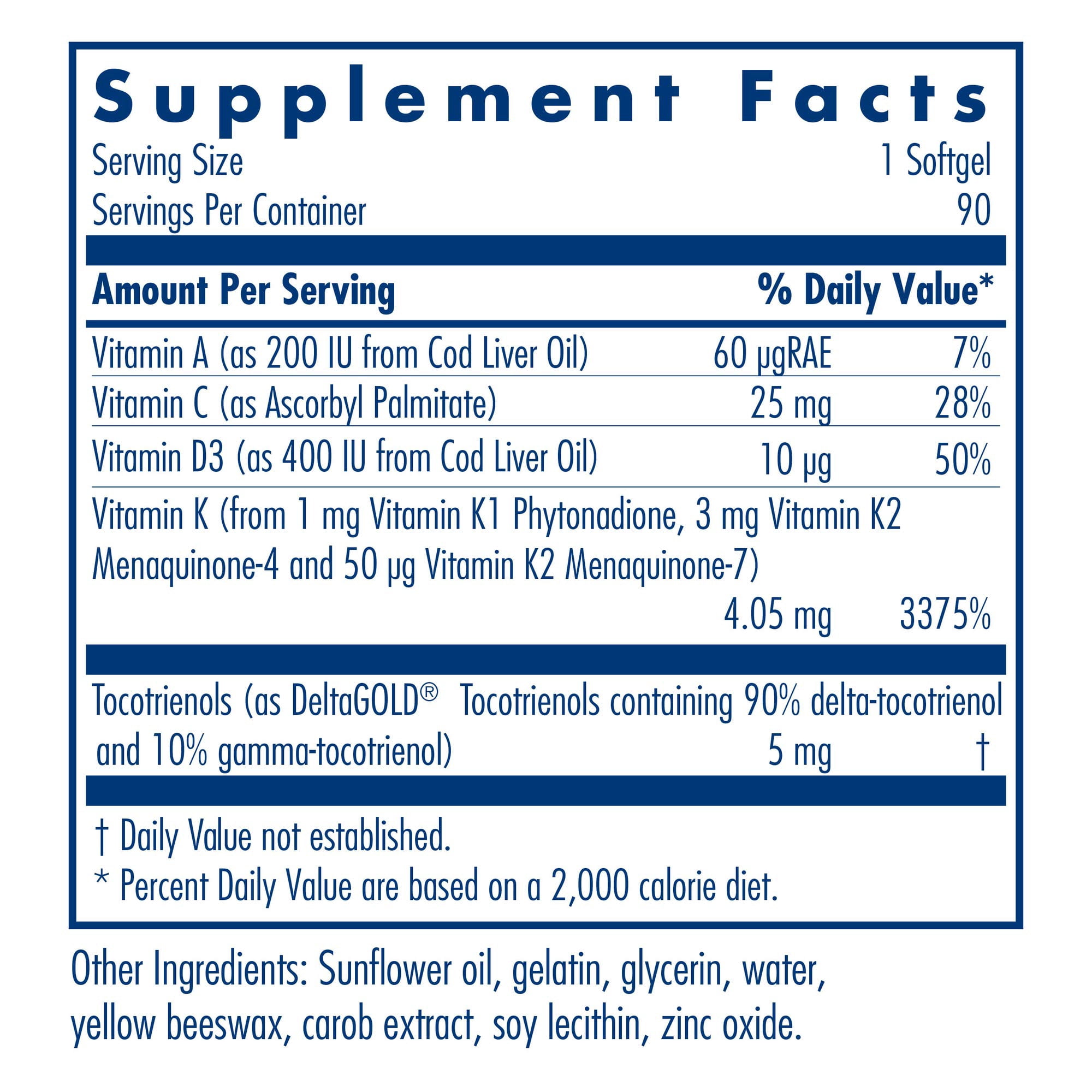 Allergy Research Group Full Spectrum Vitamin K - Vitamin K1 and K2 Supplement, Vitamin K Complex, MK-4, MK-7, Vitamin D3, Vitamin A - 90 Count