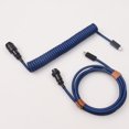 thumbnail image 1 of Custom Usb-c to Usb-a Coiled Usb c Cable Type C Coiled Keyboard Cable Coil Machine GX16 Aviator Connector 18cm coiled Dark blue -black, 1 of 1