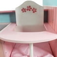 thumbnail image 3 of Classic Double-Sided Baby Doll Nursery Station Dollhouse Combo with Baby Doll Swing Chair, Pink/Beige, 3 of 12