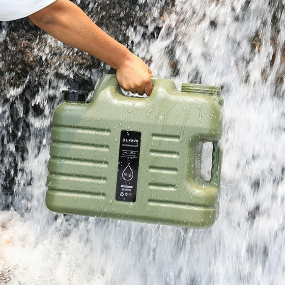 Contenedor de agua de 18,5l, tanque de almacenamiento de agua sin fugas, portador de almacenamiento de agua sin BPA con espiga para acampar, pescar, Picnic y senderismo