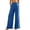 Blue, variant on Wide Leg Pants Woman Solid Color High Waisted Beach Pants Casual Vacation Loose Pants with Pockets XXL