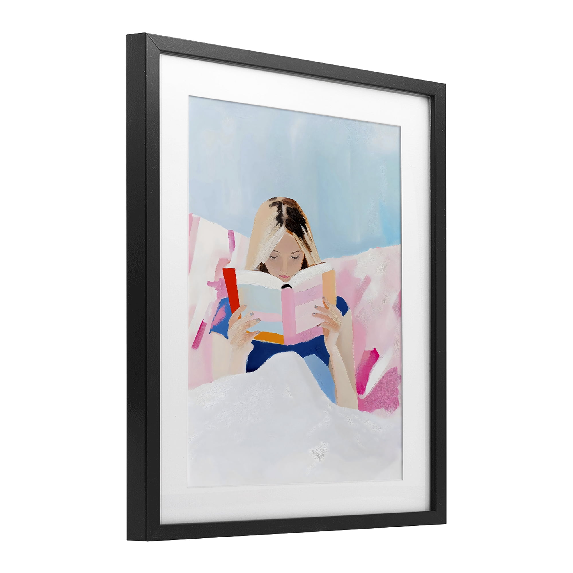 Stupell Industries Cozy Reading In Bed Black Framed Print Under Glass, design by The Prints Vibe