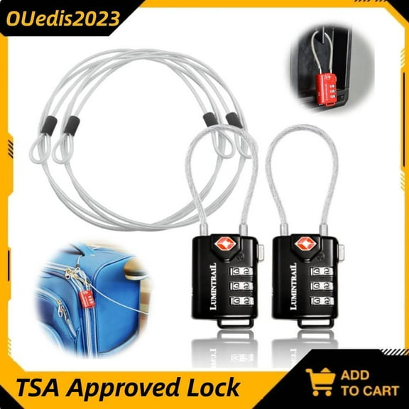 2pcs TSA Approved Lock for Luggage or Suitcase 3 Digit Combination Travel Lock
