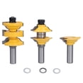 thumbnail image 1 of Door Frame Milling Cutter, Rail Stile Router Set Professional 1/2in Shank Carbide Tenon 3Pcs  For Wood For DIY For Cabinet, 1 of 8