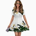 thumbnail image 2 of Calla Lilies Women Dress V-Neck Short Sleeve Flowy Swing Party Midi Dress, 2 of 4