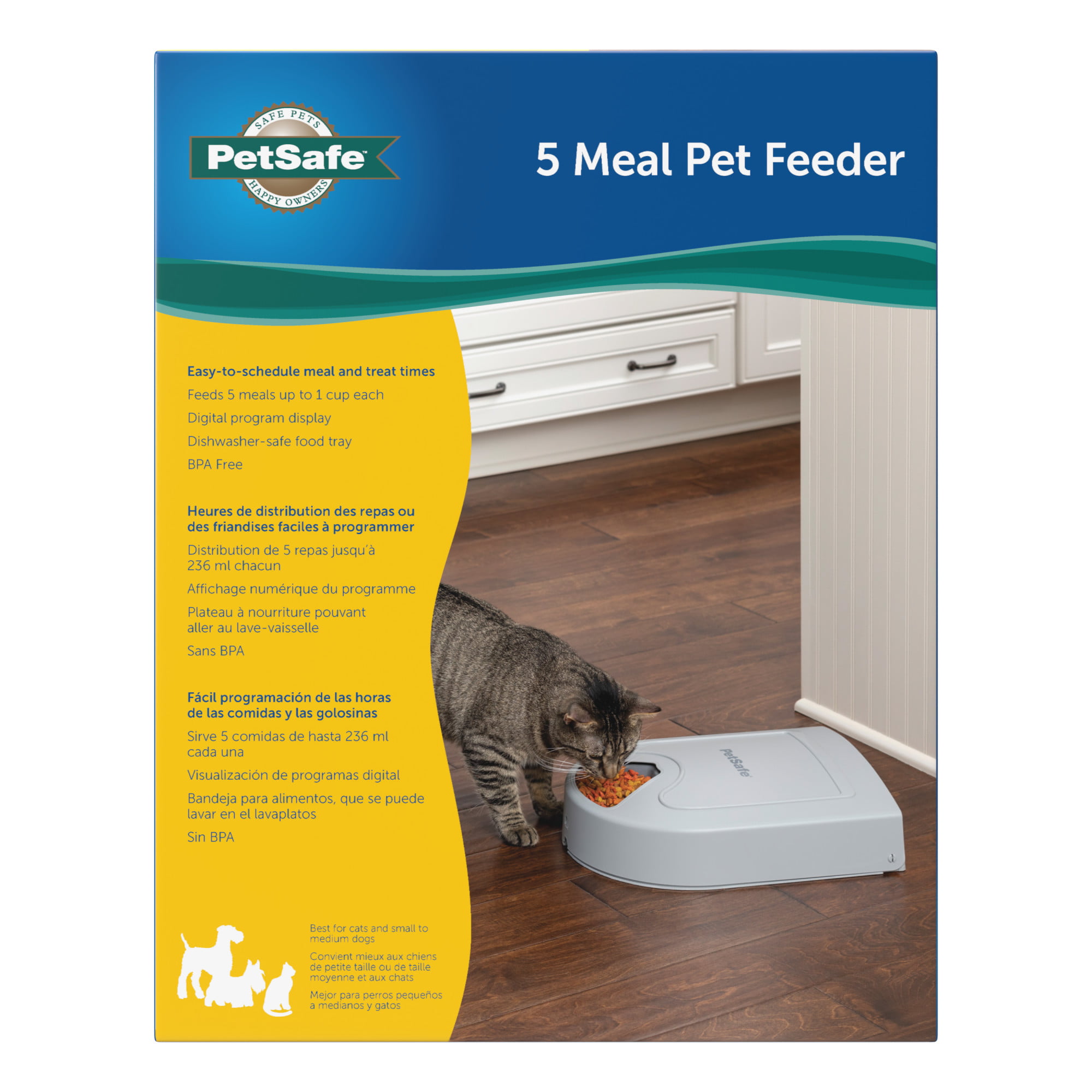 PetSafe 5 Meal Programmable Pet Food Dispenser, Automatic Dog and Cat  Feeder - Dry or Semi-Moist Pet Food, Timed Cat Feeder or Dog Feeder, Slow  Feed Portion Control (5 Cup/40 Ounce Total