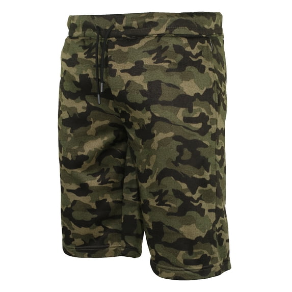 9 Crowns Men's Fleece Camo Printed Shorts (OliveCamo, Medium)