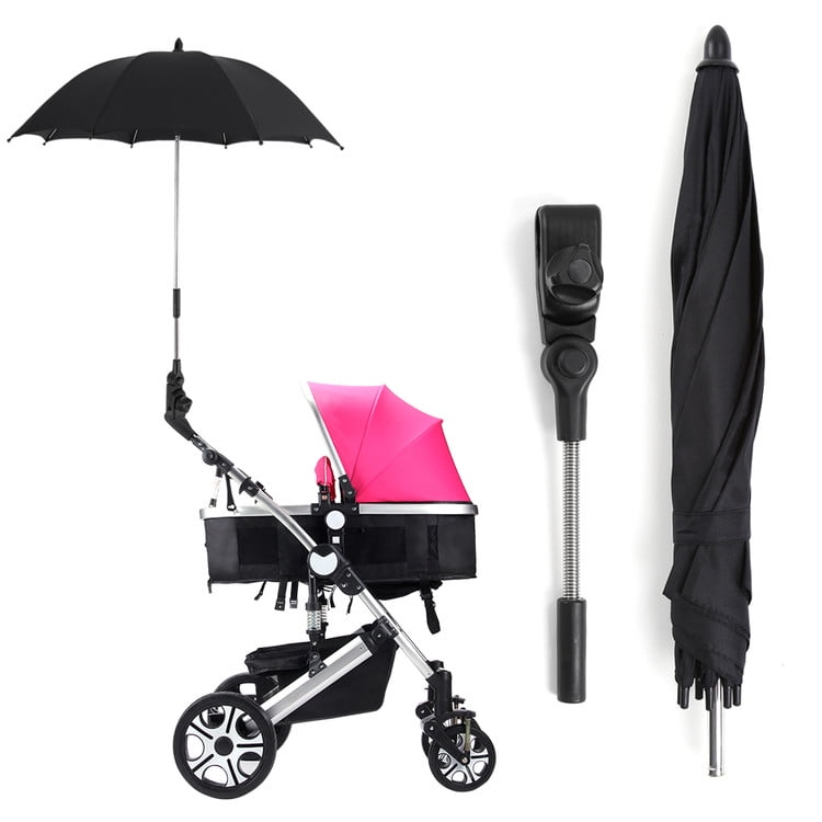 Adjustable Baby Stroller Pram Sun Shade UV Rain Protection Umbrella Parasol with Swivel Connector for Wheelchair Pushchair Accessories Red