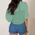 thumbnail image 3 of Sewkxo Summer Cardigans for Women Lightweight Cropped Sheer Chiffon Shrug for Tie Front Elbow Sleeve Beach Cover Up Top,Army Green 2XL, 3 of 7