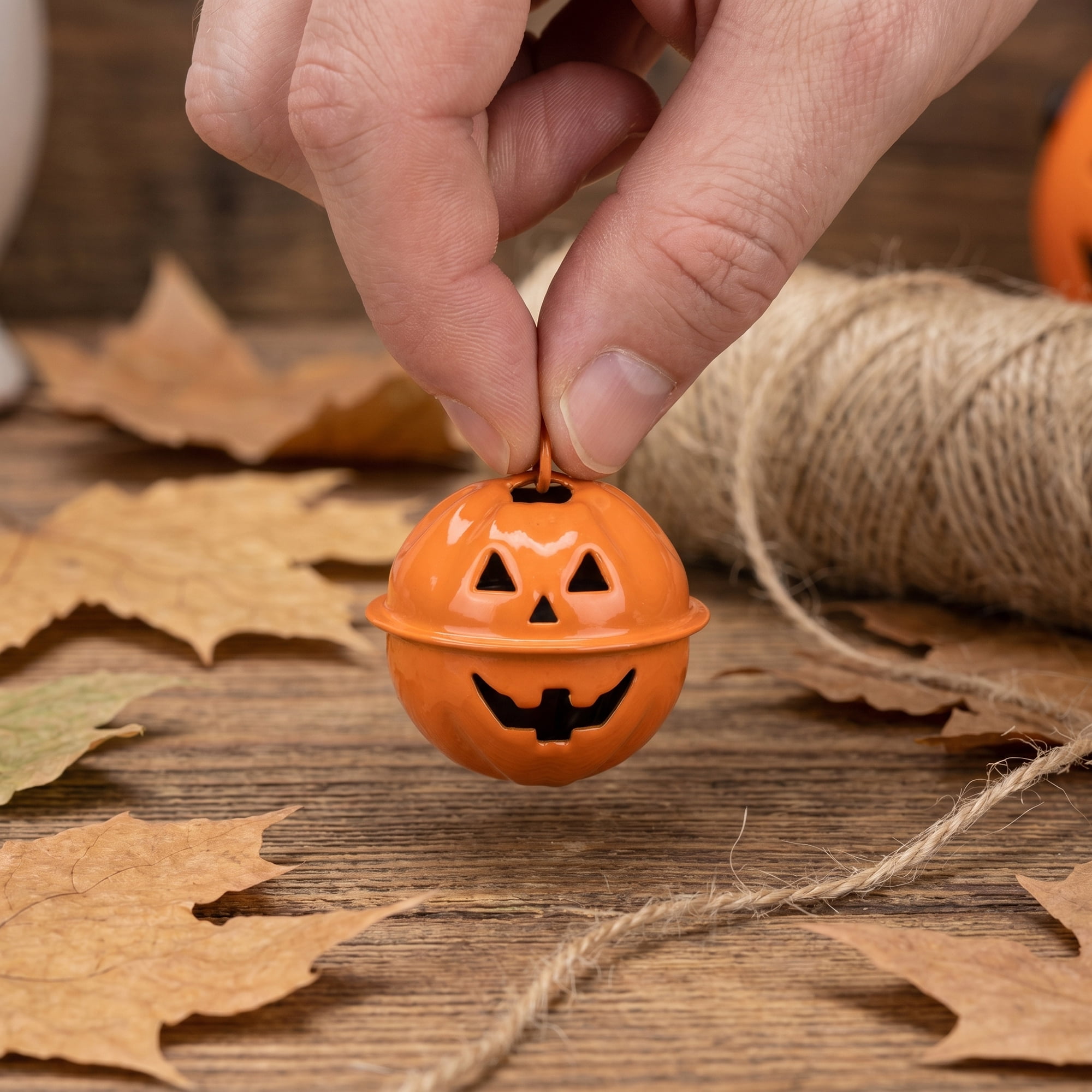 Unique Bargains 10Pcs Pumpkin Halloween Craft Round Bells Orange 1.2" x 1.2" x 1.2"