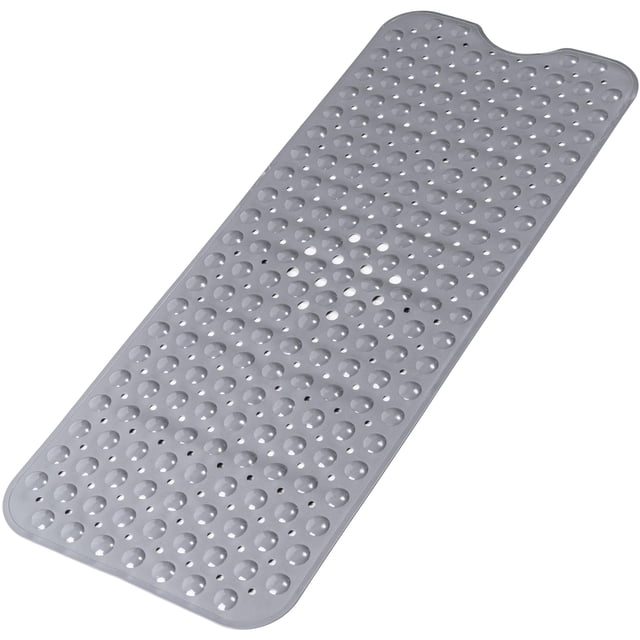 Alfombrillas de ducha lavables a máquina con ventosas y orificios de drenaje, alfombrillas de bañera para baño antideslizantes, gris