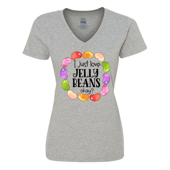 Inktastic I Just Love Jellybeans, Okay? Easter Candy Women's V-Neck T-Shirt