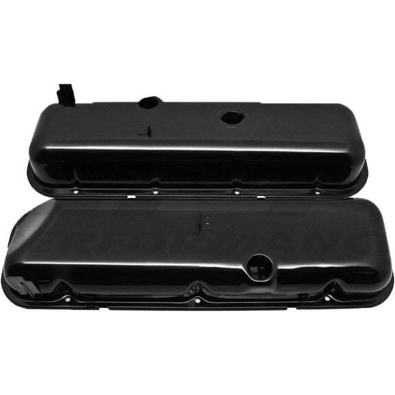 Cobra-Tek For 65-72 Chevy BB Tall Oem Style (Recessed Corner) Steel Valve Covers Black