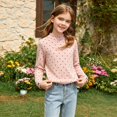 thumbnail image 5 of Girl Mock Neck Long Sleeve T Shirt Soft Basic Pullover Top Print Sweatshirt, 5 of 5