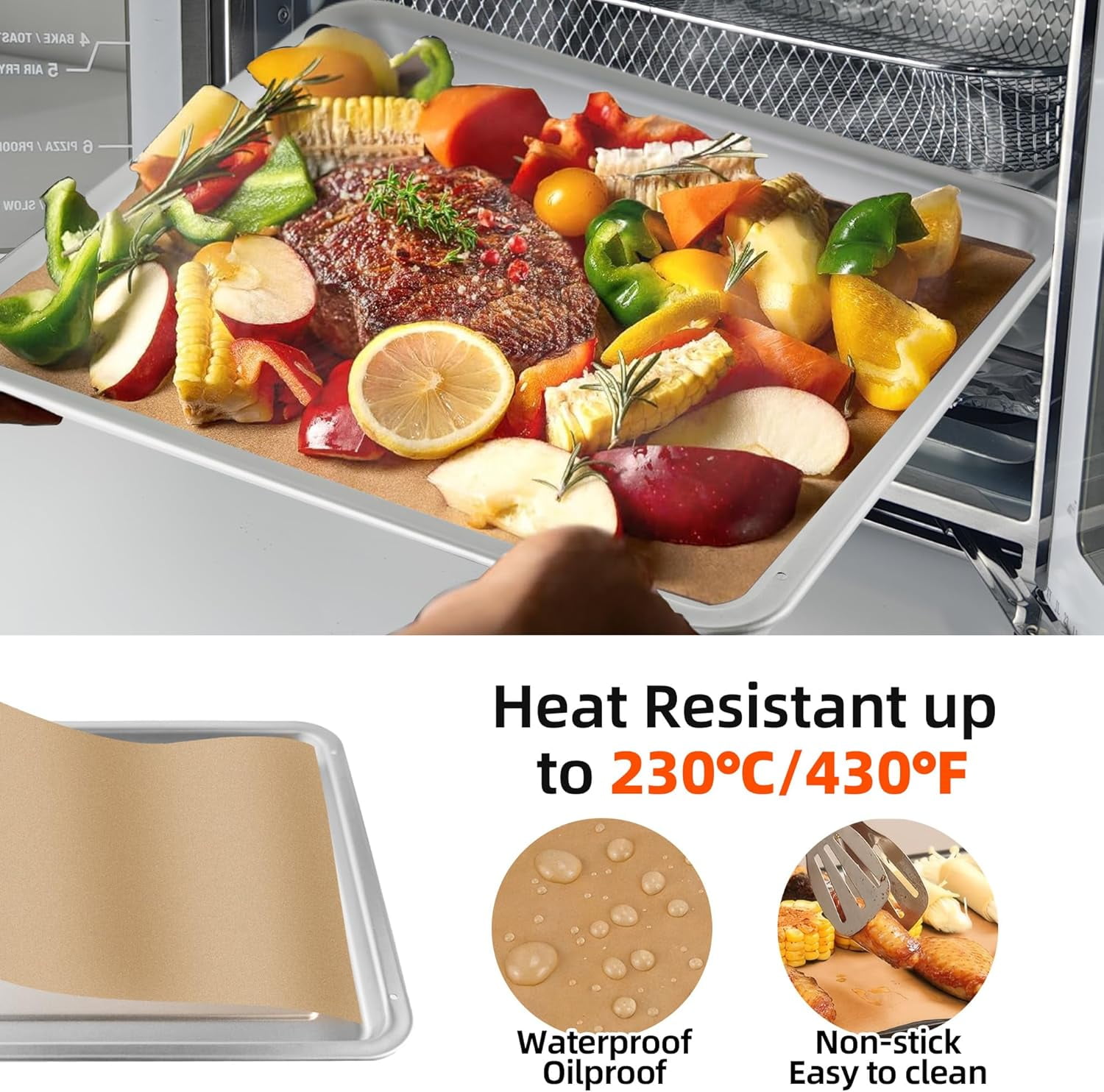 Air Fryer Liners Compatible with Emeril Lagasse 26 QT Extra Large Air Fryer, 100 PCS Unbleached Parchment Paper Disposable with 4 PCS AirFryer Oven Liners for Emeril Lagasse Accessories