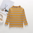 thumbnail image 7 of YDFCWXW Toddler Baby Girls Striped Long Sleeve T-Shirt Lettuce Trim Ribbed Knit Pullover Blouse Top (Orange, 5-6 Years), 7 of 7