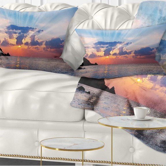 Designart Beautiful Raising Sun and Mountains - Landscape Printed Throw Pillow - 12x20