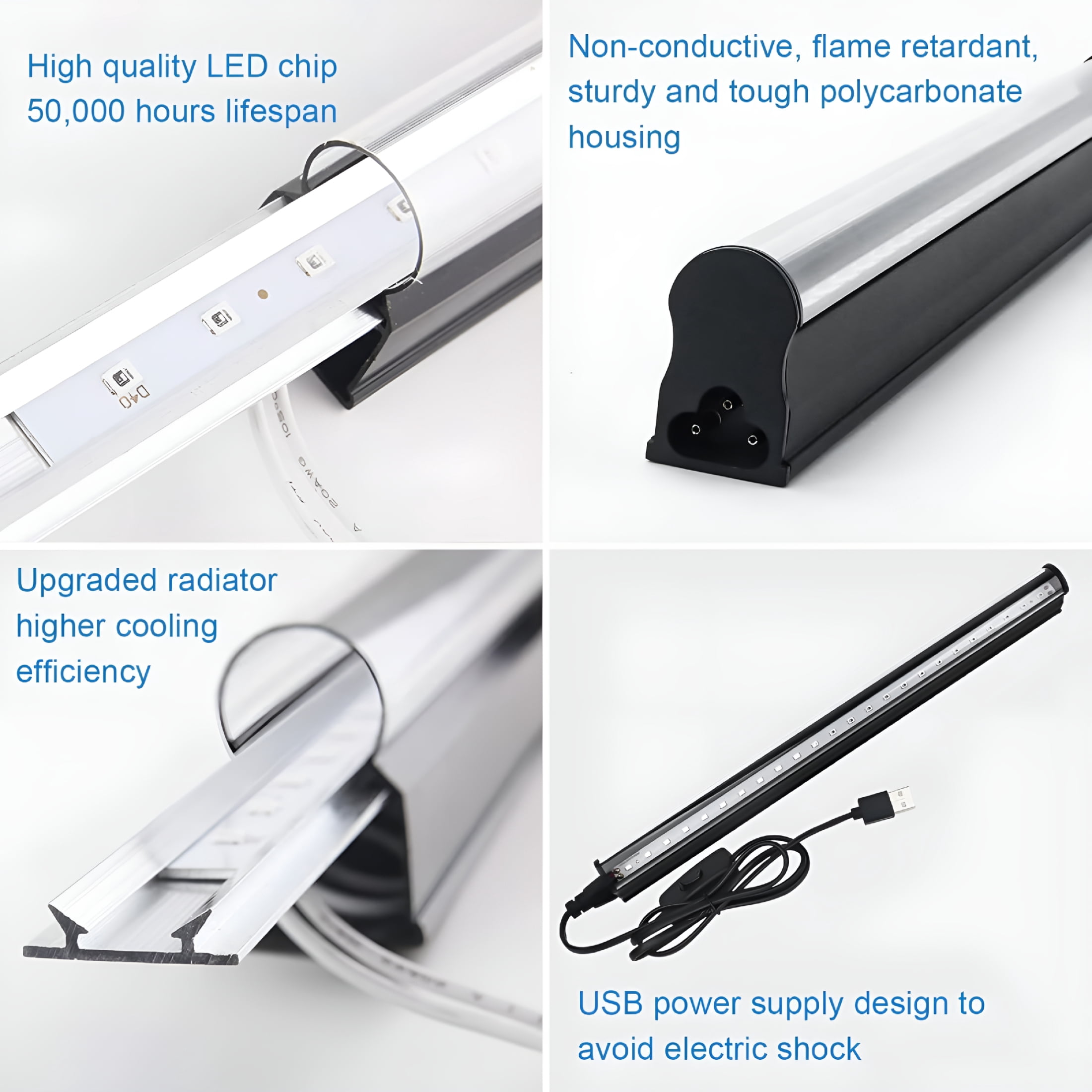 HBMYN 5W Led Blacklight Strip Lights with Usb Power 2 Pack Black Light Bar