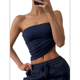 thumbnail image 2 of Top de Tubo Sin Tirantes con Espalda Descubierta y Doble Forro para Mujer, Estilo Y2K, para Salir en Verano de 2025 Azul Marino L, 2 of 8