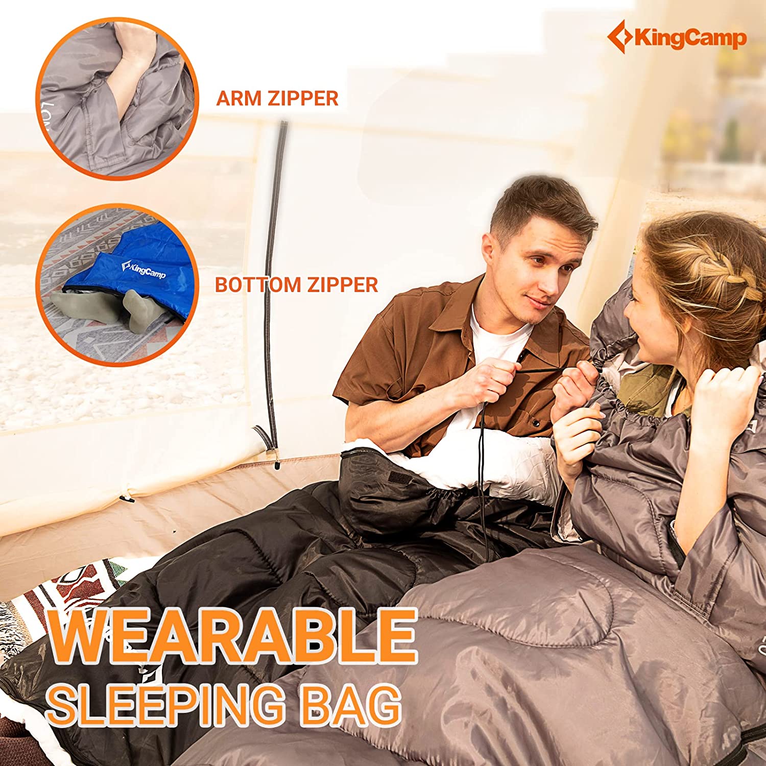 KingCamp Camping Sleeping Bag 3 Season Waterproof Lightweight Sleeping Bag for Adults(Blue,26.6℉-53.6℉) - image 5 of 7