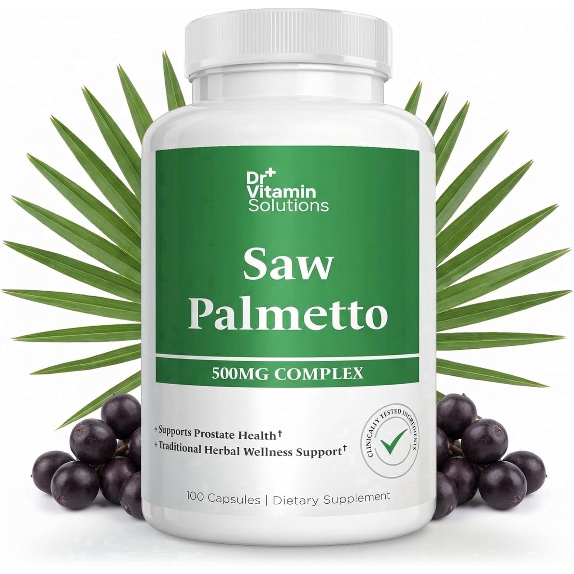 Saw Palmetto Supplement for Prostate Health, 500 mg, 100 Count