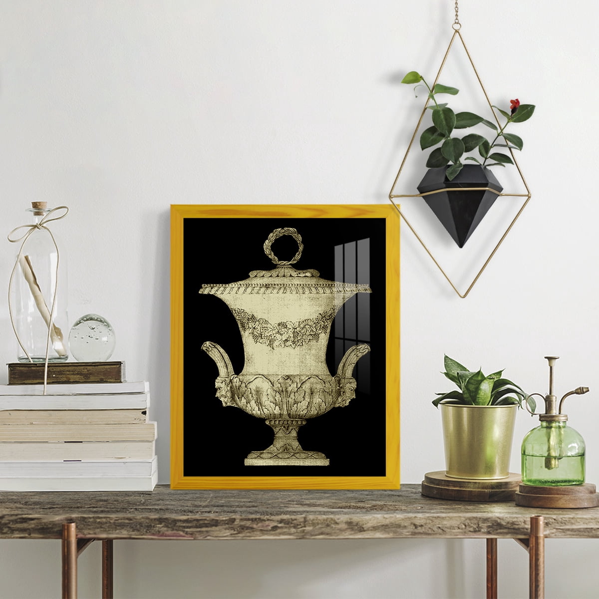 Garden Antiquities III -Framed Print w/glass-Sunflower Yellow
