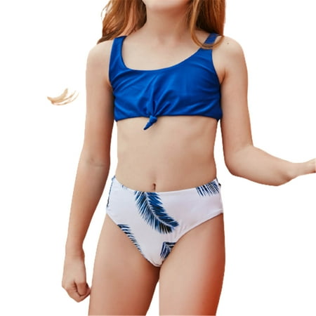 

ZRBYWB Cute Two Girls Swimsuit Set Piece Swimsuit print Bathing Leaf Bikini Holiday Suit Girls Swimwear