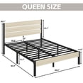 thumbnail image 4 of Lifezone Queen Bed Frame with Rustic Vintage Wood Headboard and Footboard, Metal Support, Beige, 4 of 6