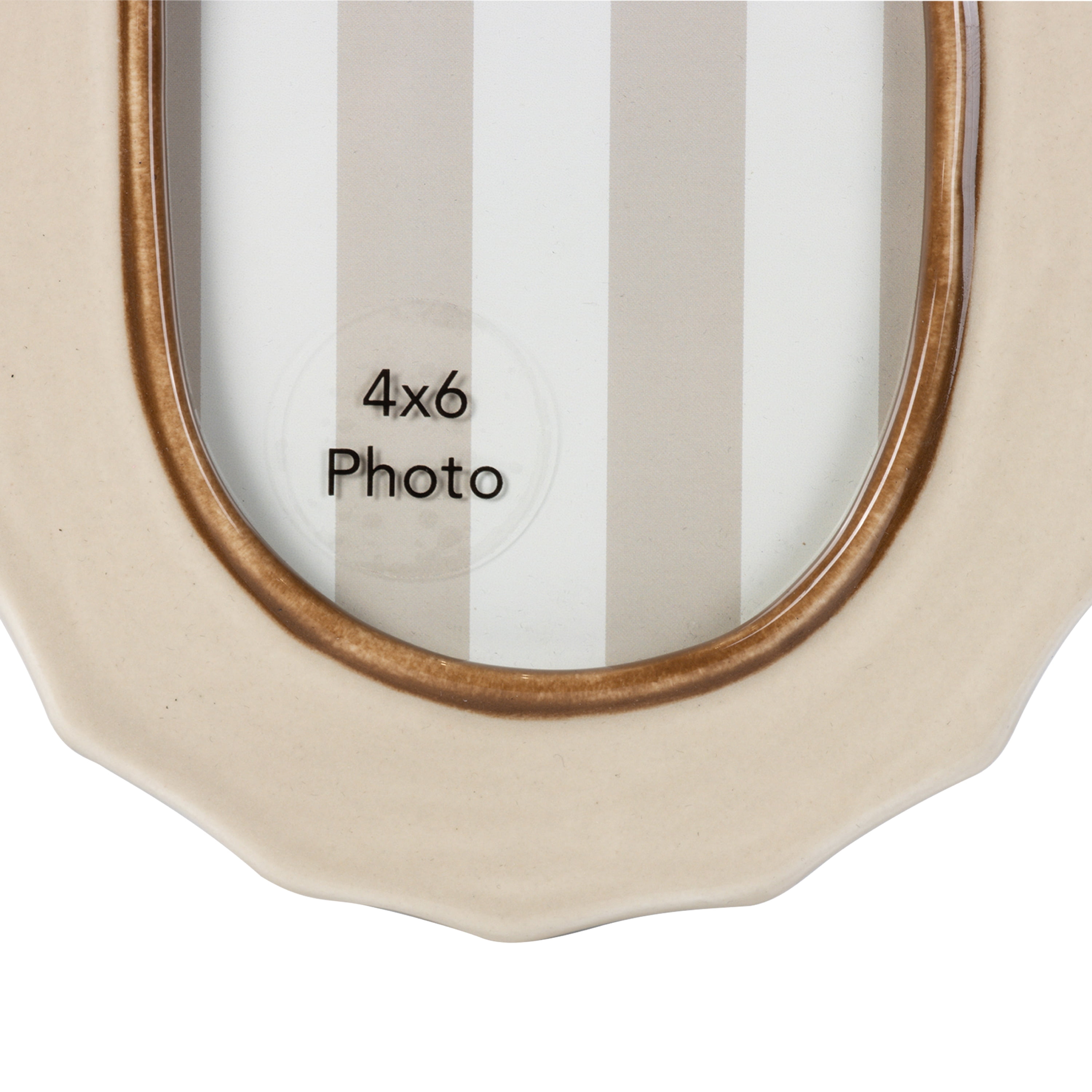 Sterling & Noble Home – 4x6 Picture Frame – Scalloped Beige Brown Capsule Ceramic Photo Frame