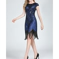 thumbnail image 5 of 1920s Sequin Art Deco Quick Ladies Fancy Dresses Reproductions Blue, 5 of 6