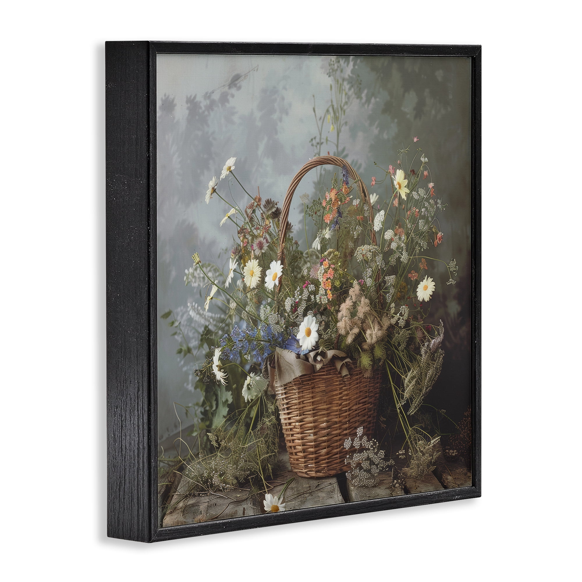 Stupell Industries Floral Basket Still Life Black Framed Giclee Art, design by Lazar Studio