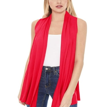 Women's Sleeveless Open Draped Front Solid Cardigan Vest S-3XL Made in USA