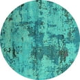 thumbnail image 1 of Ahgly Company Machine Washable Indoor Round Oriental Turquoise Blue Industrial Area Rugs, 5' Round, 1 of 4