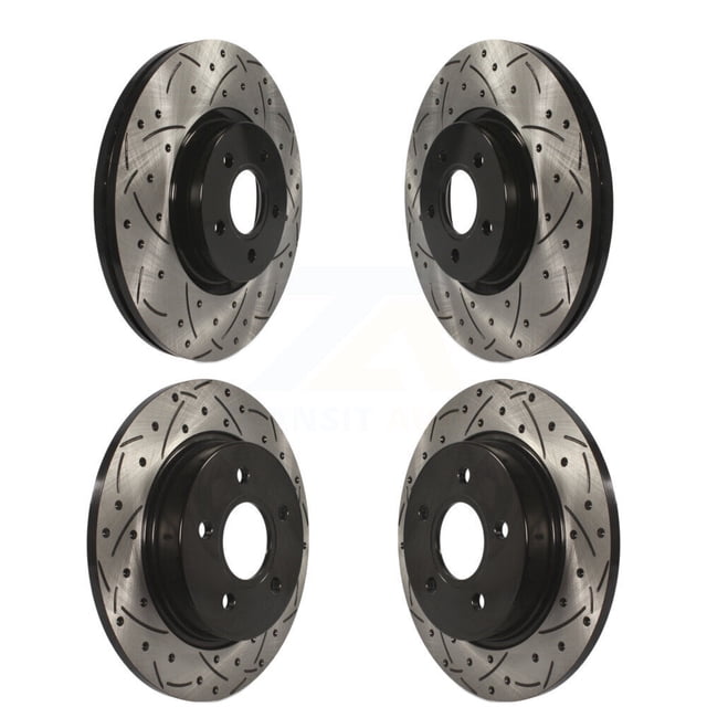 DS-One Front Rear Coated Drilled Slotted Disc Brake Rotors Kit for Car 2013-2018 Ford Focus ST with 320mm Diameter Rotor KD-100294