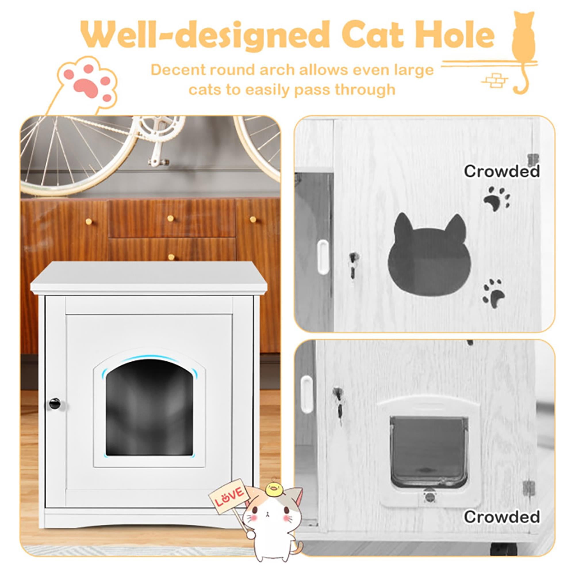 Kadyn 21" Indoor Cat Houses Furniture, Hidden Cat Litter Boxes Enclosure, Multipurpose Cat Shelter, White