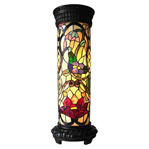 CHLOE Lighting ROSELLE Tiffanyglass 2 Light Floral Pedestal Light