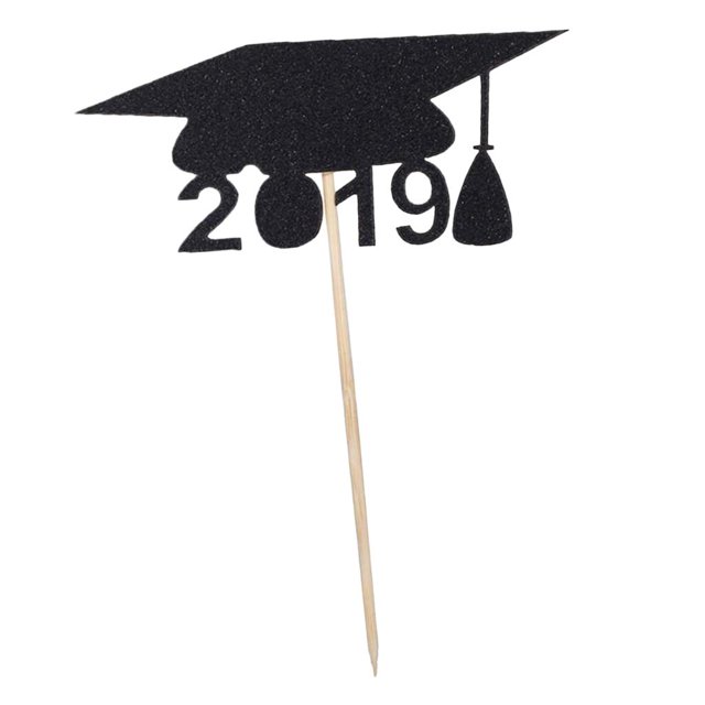 12 Piezas Brillante Cupcake Topper Graduación parties cake Topper Artículos Negro