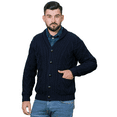 thumbnail image 4 of SAOL Aran Shawl Collar Fisherman Cardigan Sweater 100% Merino Wool Men's Irish Cable Knitted Buttons Jacket Made in Ireland, 4 of 8