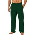 thumbnail image 2 of GrmtClth Pajama Pants Men Lightweight Soft Plush Fleece Flannel Night Pants Winter Warm Lounge Comfy Pj Bottoms with Pockets Dark Green M, 2 of 6