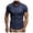 Navy, variant on Men's Casual Business Affairs Solid Short Sleeve Button Turn-Down Collar Shirt