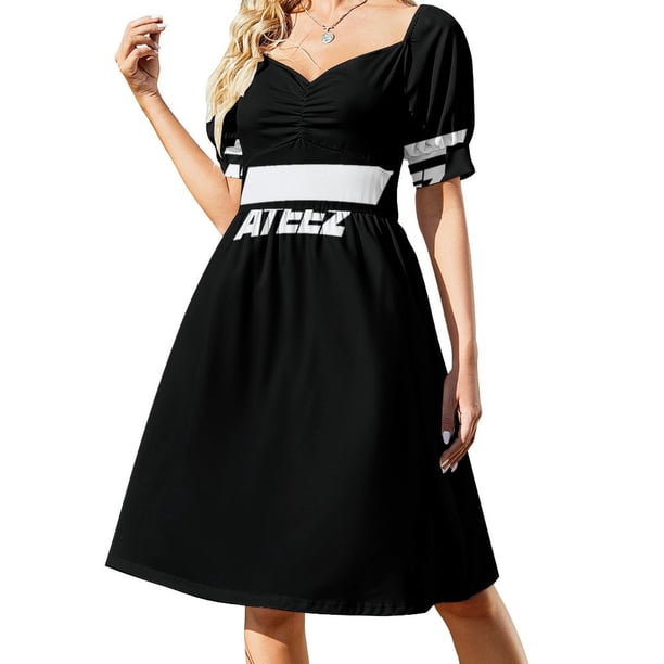 ATEEZ Logo (Blanco) Vestido de manga corta Vestidos para vestidos de fiesta de boda para ocasis oficiales tendencia de ropa de mujer 2025